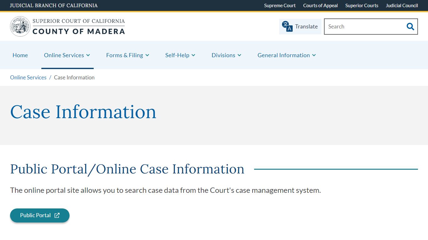 Case Information | Superior Court of California | County of Madera